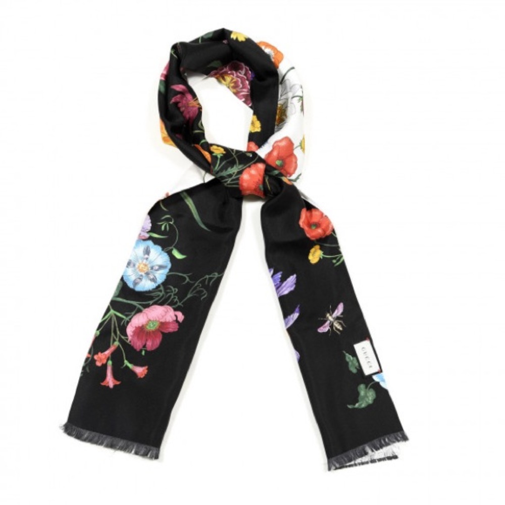 New Reversible Floral Skinny Silk Scarf